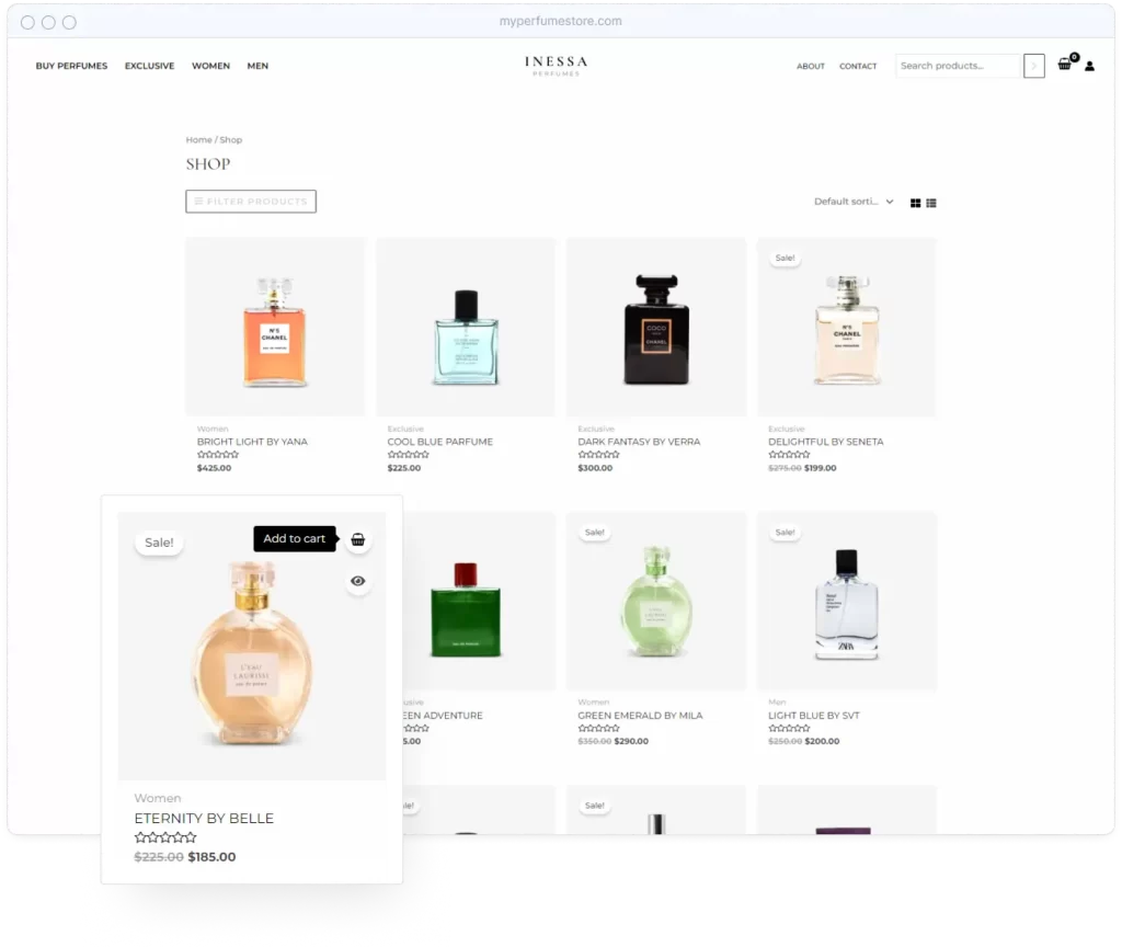 Inessa Perfumes Shop Page